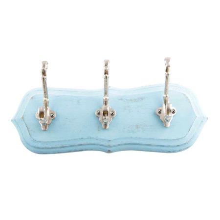 Turquoise Silver Small Wall Wooden Iron Hooks